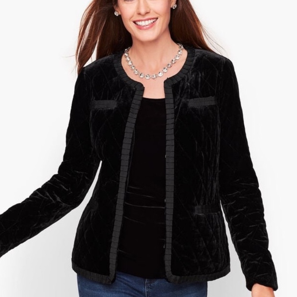 Talbots Plus Elegant Black Quilted Jacket